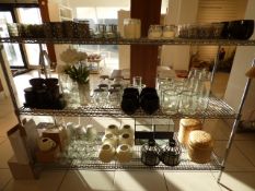 *Contents of Rack including 3 Shelves of Various Glassware - Candle Holders - Ceramics etc