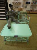 *Green and Grey Cane Furniture Set Comprising of 2 Seat Sofa and Occasional Table