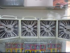 *4 Square Clocks with Roman Numeral Face