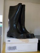 *Pair of Kathy Van Zeeland Size 8 Simulated Black Snake Skin Wellies