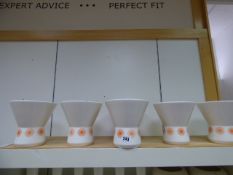 *6 Porcelain Vases with Orange Sunburst Design