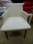 *Cream Leather Contemporary Style Chair on 4 Tapered Legs