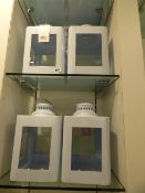 *4 Powder Blue Metal and Glass Candle Holders