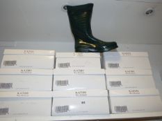 *9 Pairs of Kathy Van Zeeland Snake Skin Style Wellington Boots In Various Sizes