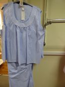 *7  Slenderella Blue Pinstripe Sleeveless Pyjama Sets