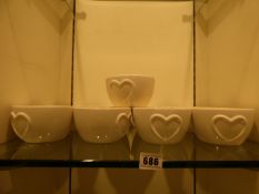 *9 Love Heart Candles in Bowls