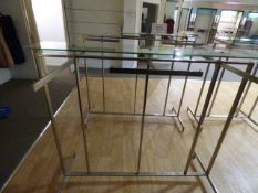 *Brushed Stainless Steel and Plate Glass Central Garment Rail