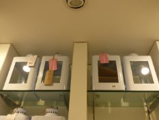 *4 Powder Blue Metal and Glass Candle Holders