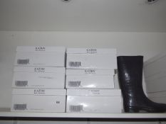 *6 Pairs of Kathy Van Zeeland Snake Skin Style Wellington Boots - Grey in Various Sizes