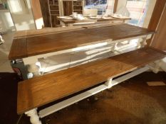 *Reclaimed Timber Shabby Chic Style 7ft Table on Turned Legs with Matching Bench