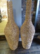 *Pair of Wine Bottle Shaped Cane Floor Lighters - No Fittings