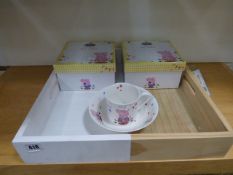 *2 Peppa Pig Mug and Bowl Sets & Wood Tray