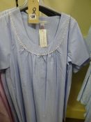 *8 Pure Cotton Slenderella Night Dresses - Blue Pinstripe
