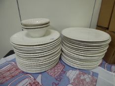 *35 Large White Dinner Plates and 3 Breakfast Bowls