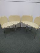 *Cream Faux Leather Chrome Framed Quartered Chairs