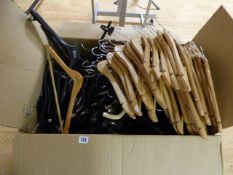 *Box containing Wood Coat Hangers