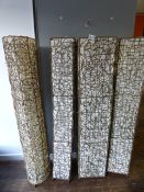 *3 Square & 1 Circular Wrought Iron & Rattan Floor Lights