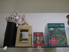 *Contents of Shelf including Decorative Items - Mini Crackers - 7 Puzzles - Candle Holder etc