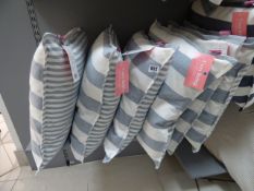 *5 Light Grey and Cream Feather Filled  Striped Cushions