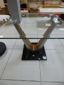 *Plate Glass Walnut & High Gloss Black Square Occasional Table RRP £389.00