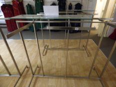 *Brushed Stainless Steel and Plate Glass Central Garment Rail