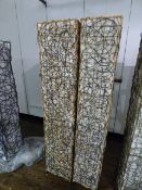 *Pair of Rattan and Calico Floor Lights - No Electrics