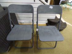 *Pair of Tubular Folding Metal Chairs - Grey