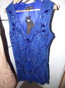 *5 x 3/4 Length Royal Blue Dresses with Beaded and Sequin Detail