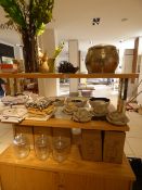 *Contents of Shelf including Glass Storage Jars - Table Cloths - Ornate Cast Concrete Candle Holders