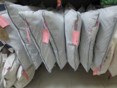 *7 Feather Filled Pale Grey and Cream Pin Stripe Cushions
