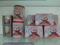 *9 Assorted Storage Tins & 2 Herbal Tea Cups