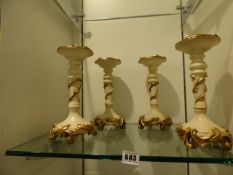 *2 Pairs of Gold & Cream Candlesticks