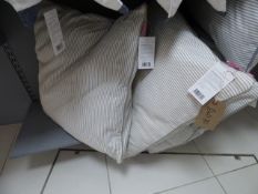 *3 Taupe & Cream Feather Filled Striped Cushions