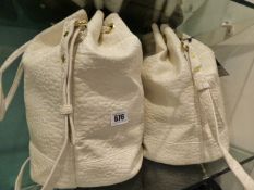 *2 Cream Leather Lady's Duffel Style Hand Bags