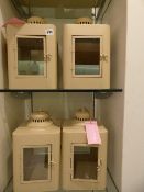 *4 Brown Metal and Glass Candle Holders