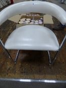 *Faux White Leather and Chrome Tubular Chair