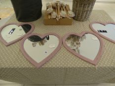 *4 Heart Mirrors RRP £21.00 Each