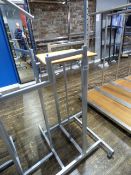 *Silver Swastika Style Garment Rail with Wood Plinth