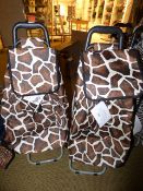 *2 Giraffe Print Shopping Trolleys