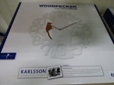 *Karlsson White Woodpecker Wall Clock