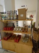 *Contents of Shelves including Glass Candle Holders - Brazier Table Lamps etc