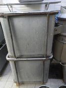 *2 Large Aluminium Chip Storage Units with Strainers and Water Outlets