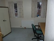 *Contents of Office including 6ft Coffee and Cream Stationary Cabinet, Office Desk and Chair