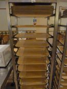 *Stainless Steel Mobile Tray Storage Rack Complete with Simulated Wood Trays