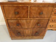 Figured Walnut Chest of Drawers with Cross Banded Inlaid 2 Long 2 Short