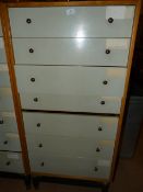 *G Plan Chest of 7 Drawers in Light Oak Finish with Grey Painted Drawers
