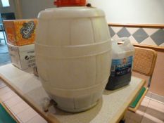 *Barrell Containing Vinegar and a Container of Malt Flour Pure Condiment Essence