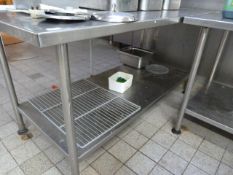 *Stainless Steel Preparation Table with Under shelf on Tubular Legs