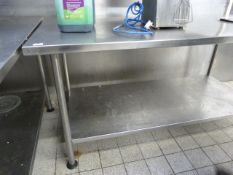 *Stainless Steel Preparation Table with Under shelf on Tubular Legs