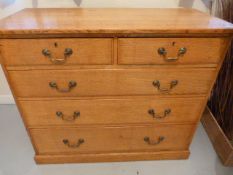 *Light Oak Chest of Drawers with Brass Handles 3 Long 2 Short